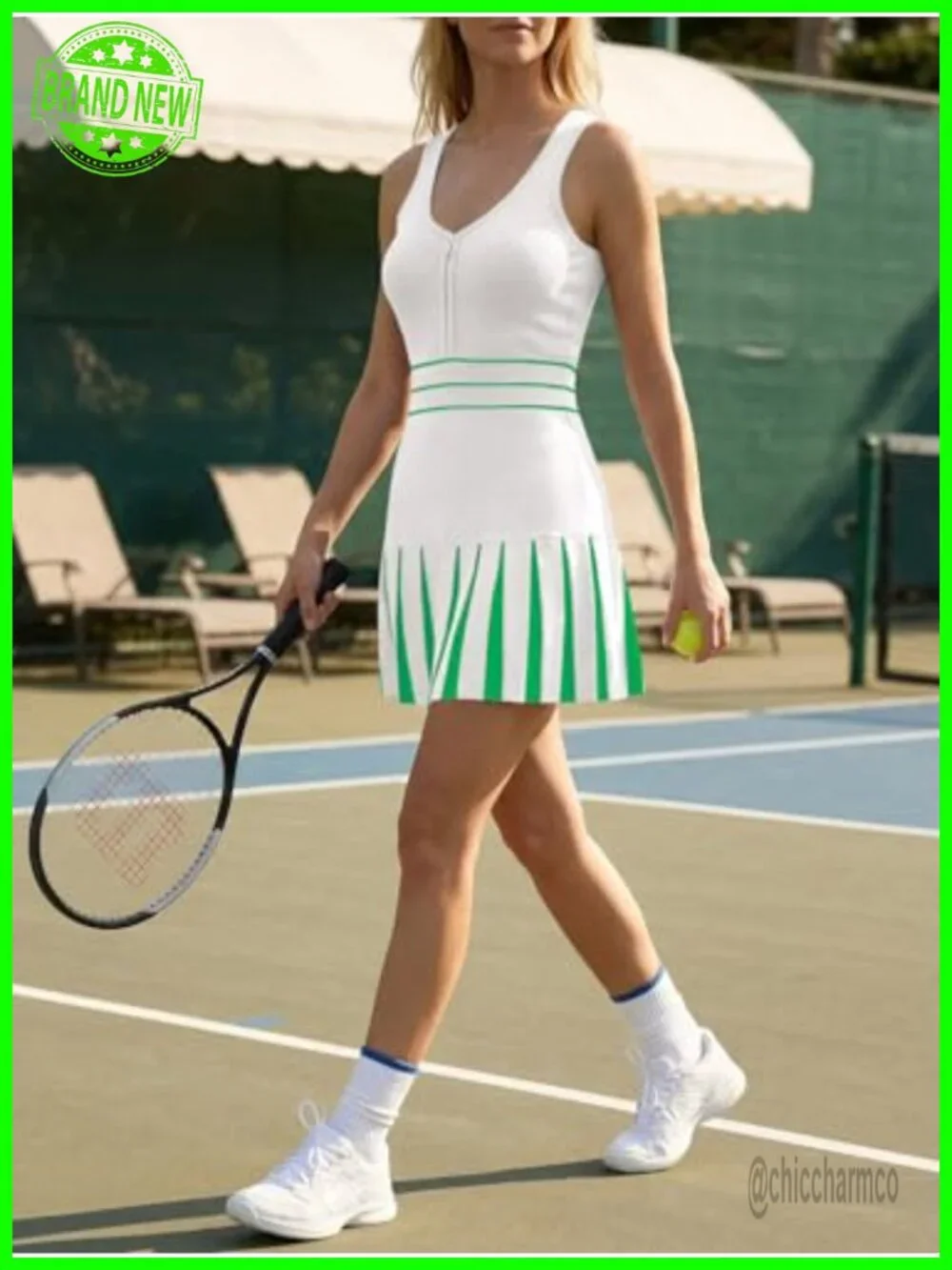 Womens Tennis Mini Dress Sleeveless Half Zipper Elastic Waist Athletic Workout